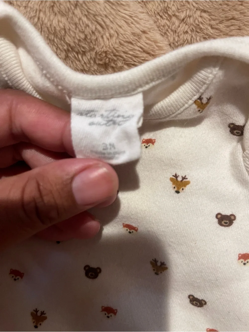 Carter's Cream Long-Sleeve Baby Bodysuit with Tiny Animal Print